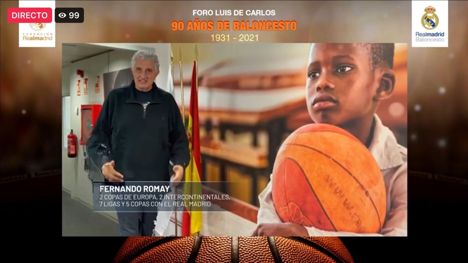 El Foro Luis de Carlos conmemora el 90º aniversario de la sección de baloncesto del Real Madrid romay90