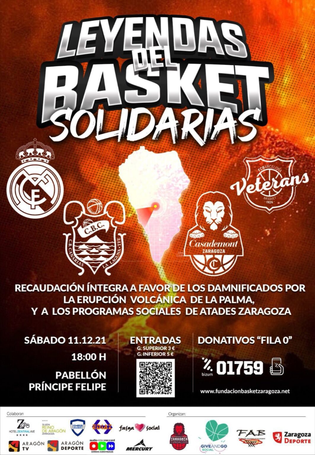 Las Leyendas Blancas estarán en el evento ‘Leyendas del Basket Solidarias’ junto a CAI Zaragoza, FC Barcelona y CB Canarias para apoyar a los damnificados por el volcán de La Palma. FED2z7zX0AEhTf4